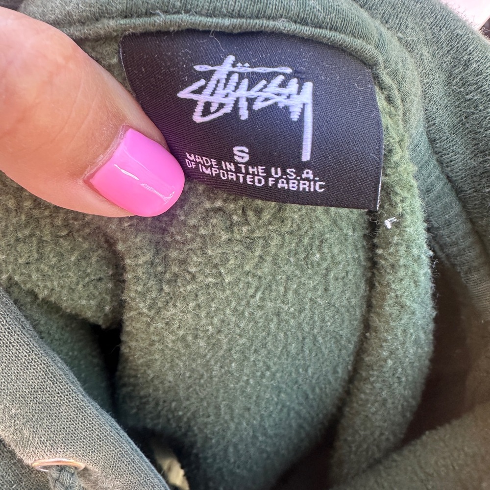 Men’s Vintage Y2K Stussy Grunge Skater Faded Green Hoodie size Small - Picture 4 of 5